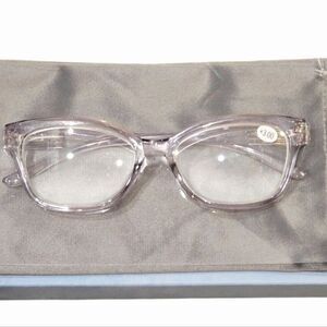 At Home Clear Transparent Reading Glasses w/Pouch